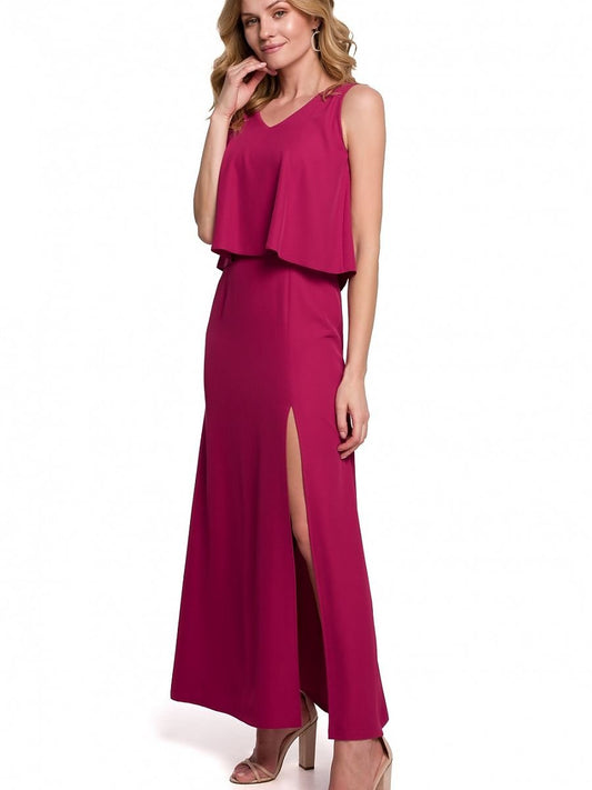 Stunning Frilled Cocktail Dress with Thigh-High Slit