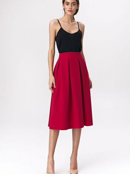 Nife Red Midi Skirt