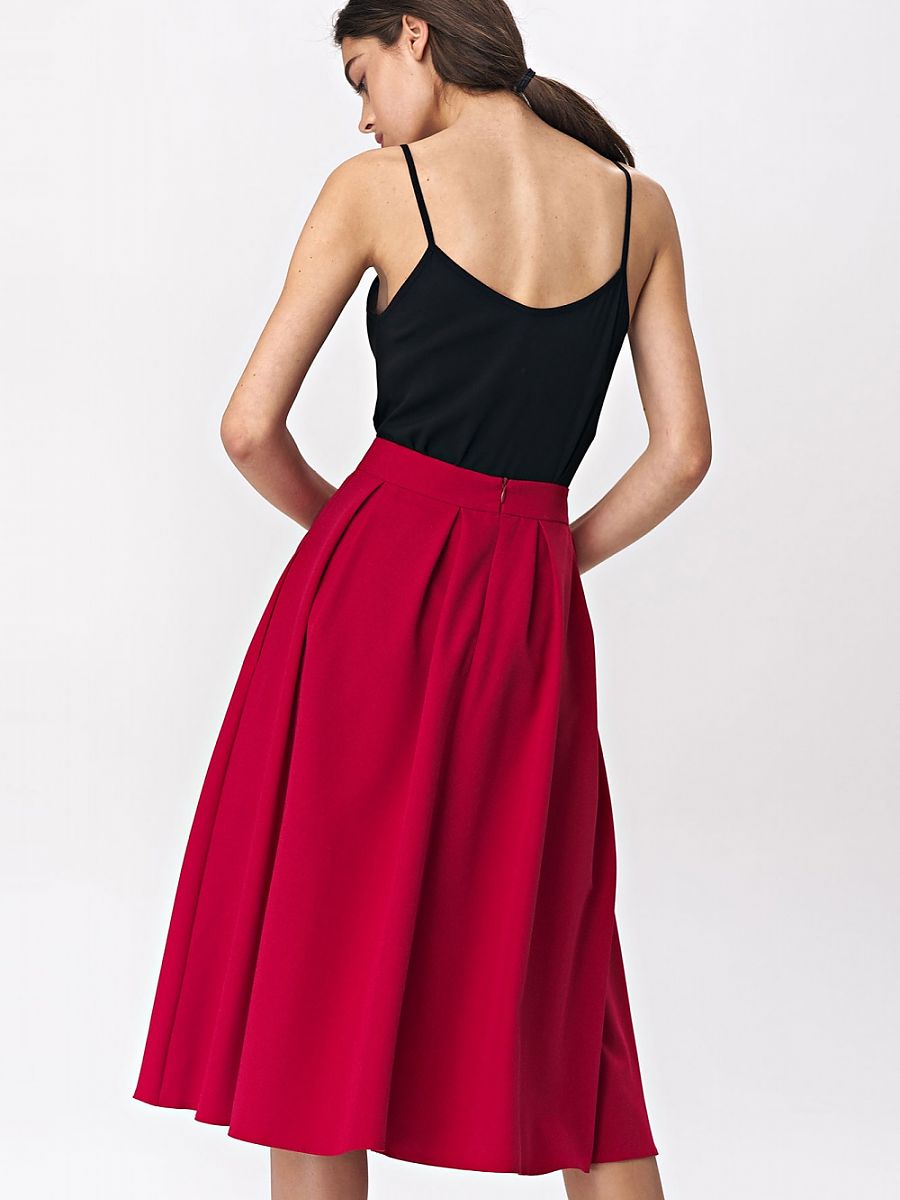 Nife Red Midi Skirt