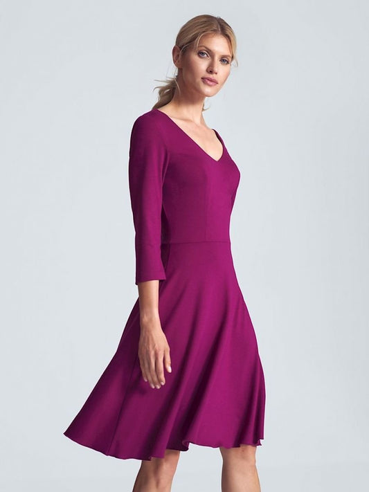 Fuchsia Sweetheart Neckline Midi Cocktail Dress by Figl