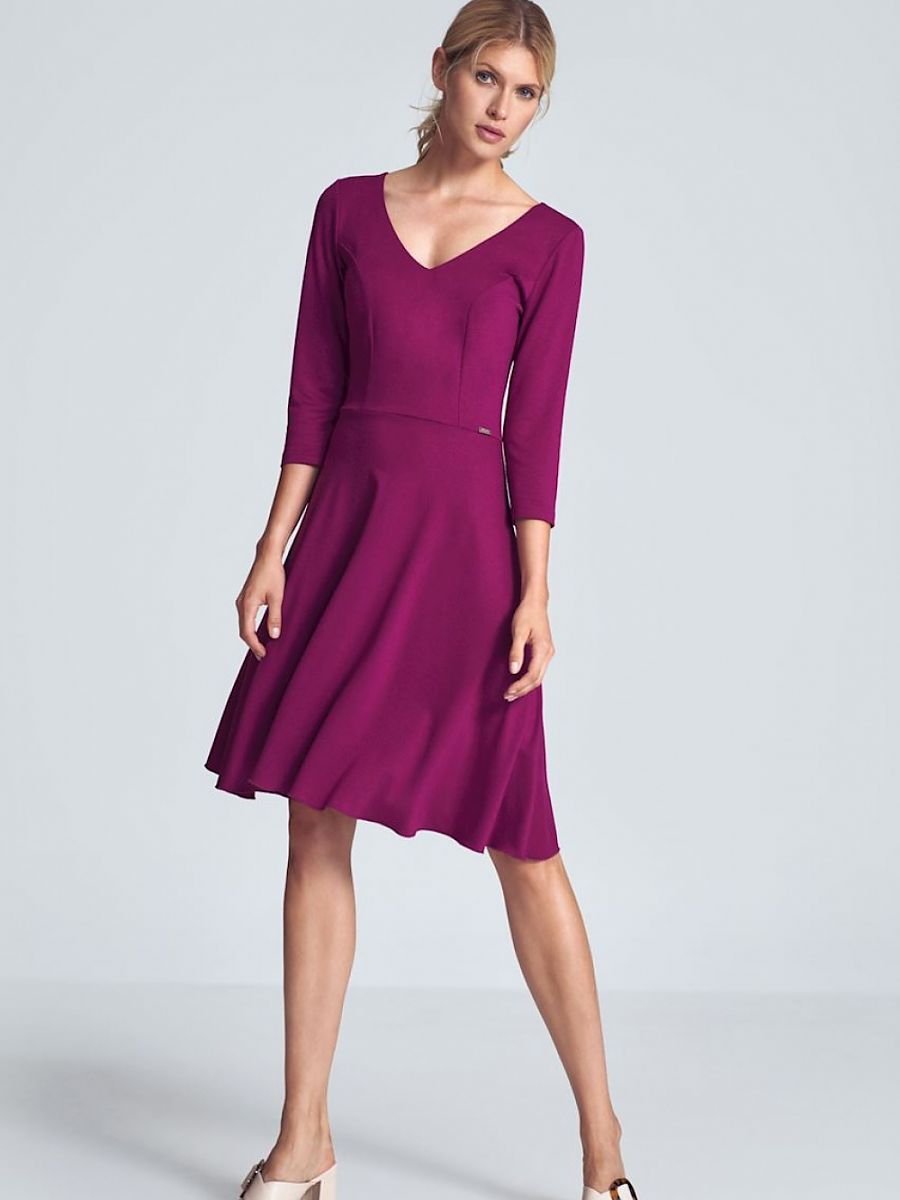 Fuchsia Sweetheart Neckline Midi Cocktail Dress by Figl