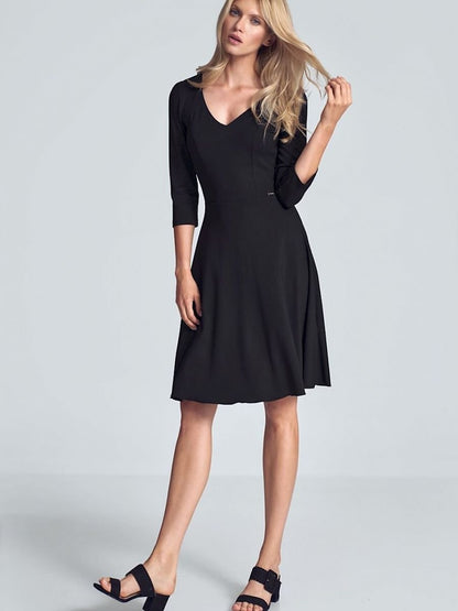 Sophisticated Black Midi Cocktail Dress by Figl