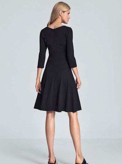 Sophisticated Black Midi Cocktail Dress by Figl