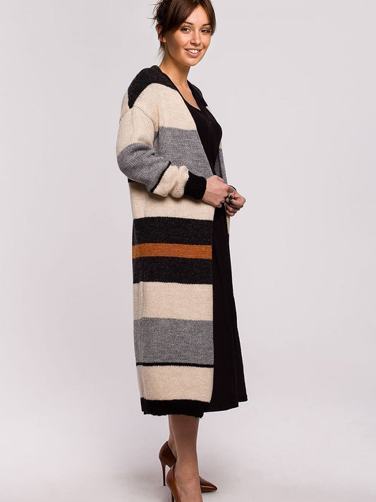 Wraparound Multicolored Striped Knit Cardigan