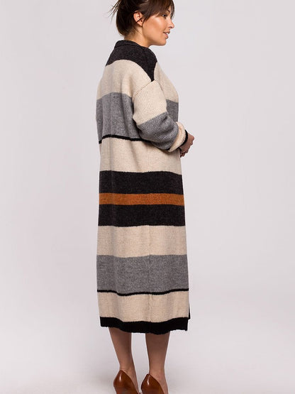 Wraparound Multicolored Striped Knit Cardigan