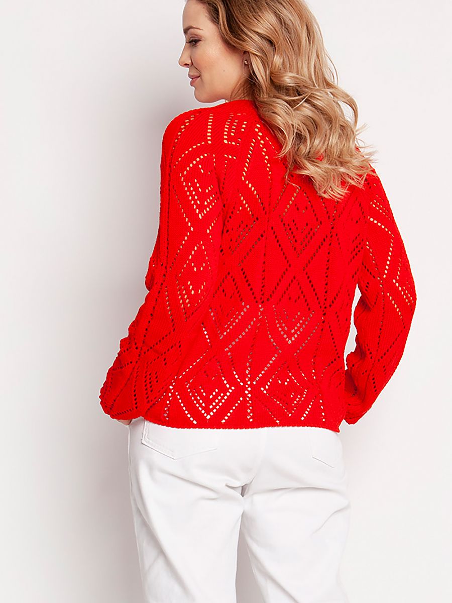 Geometric Openwork Bomber Sweater: Cardigan MKM