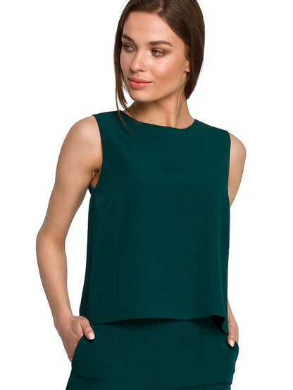 Elegant Sleeveless Trapeze Blouse