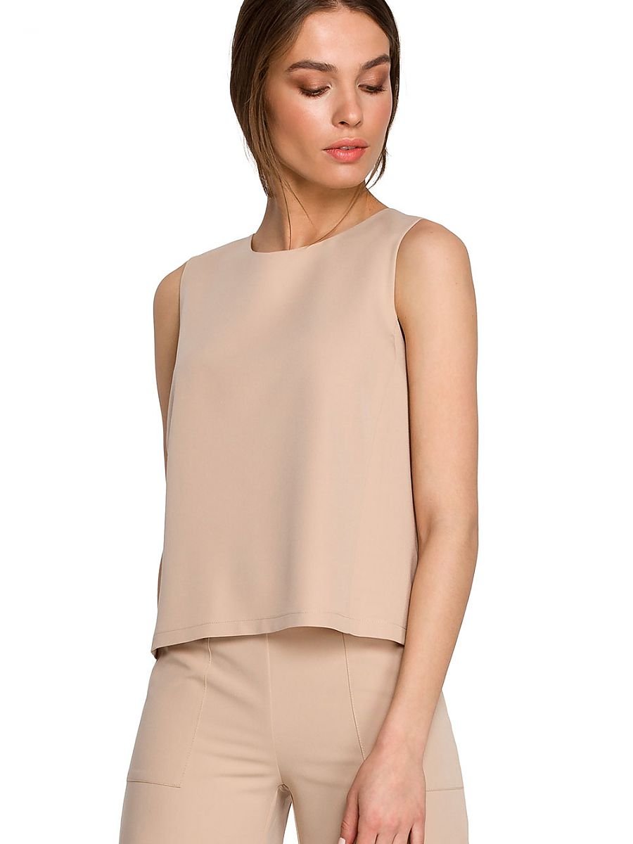 Elegant Back-Neckline Sleeveless Blouse