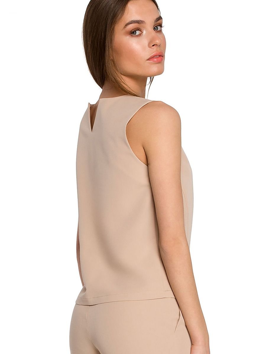 Elegant Back-Neckline Sleeveless Blouse