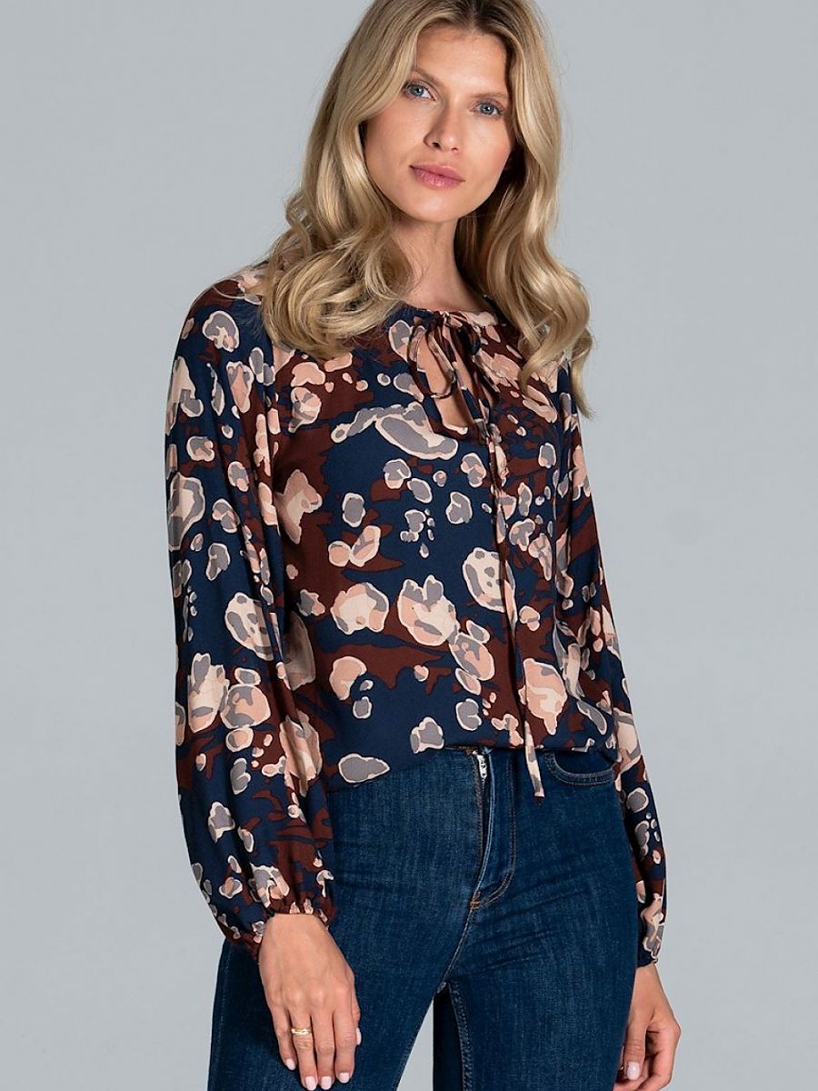 Figl Half-Round Neckline Blouse