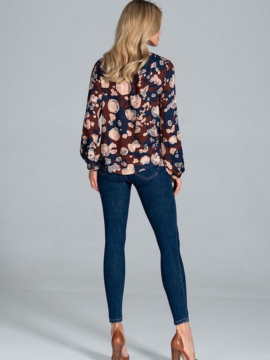 Figl Half-Round Neckline Blouse