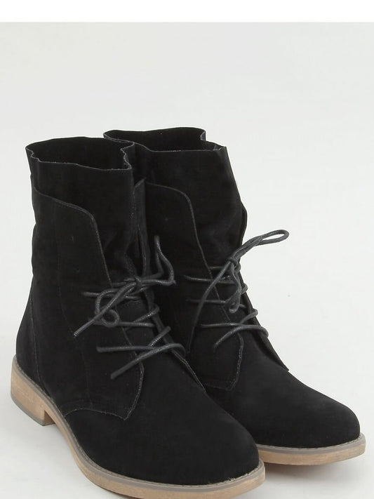 Lace-Up Ladies Boots - Flat Heel Ecological Suede Bootie