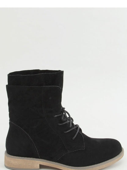 Lace-Up Ladies Boots - Flat Heel Ecological Suede Bootie