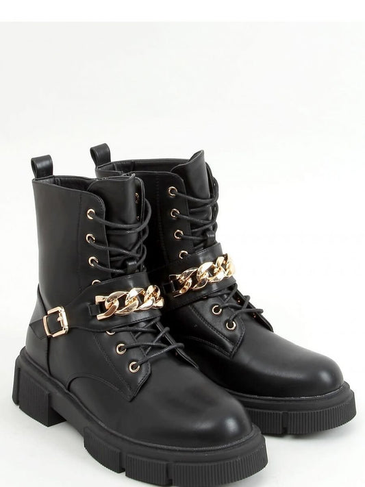 Inello Lace-Up Ladies Boots with Chain Detail