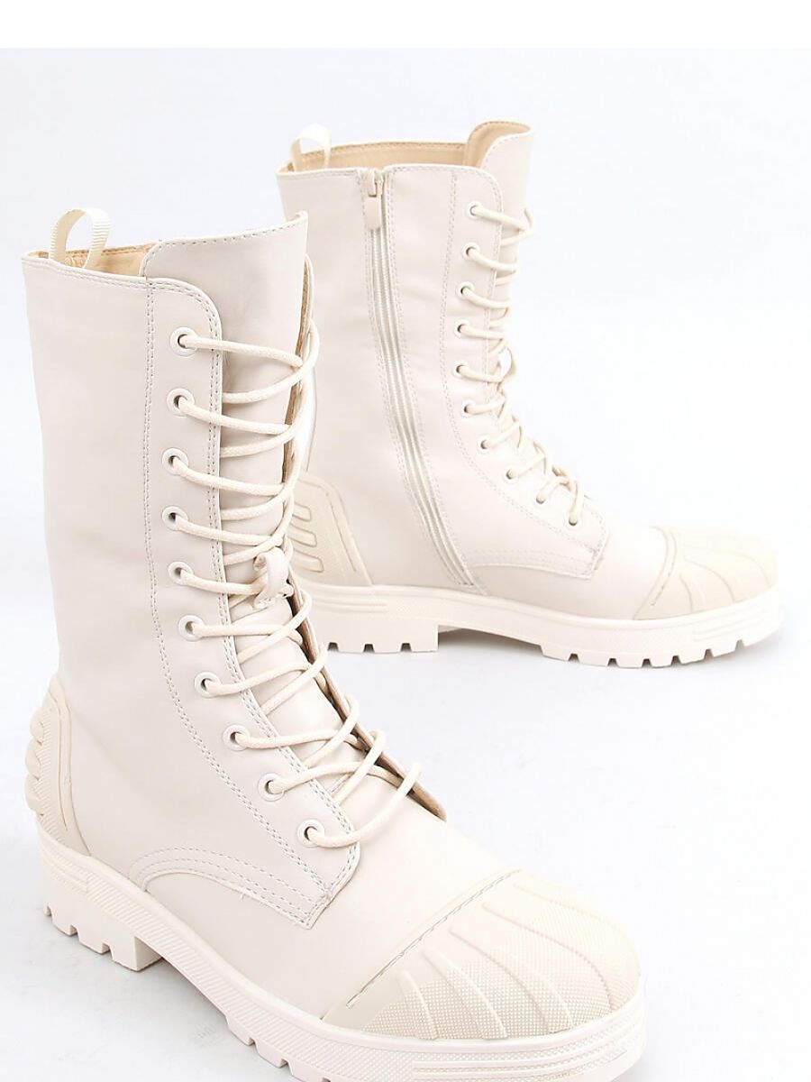 Inello Lace-Up Military Style Women's Boots with Fur Lining