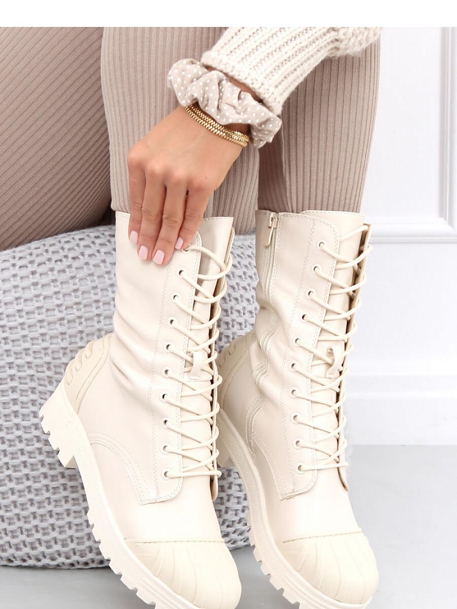 Inello Lace-Up Military Style Women's Boots with Fur Lining