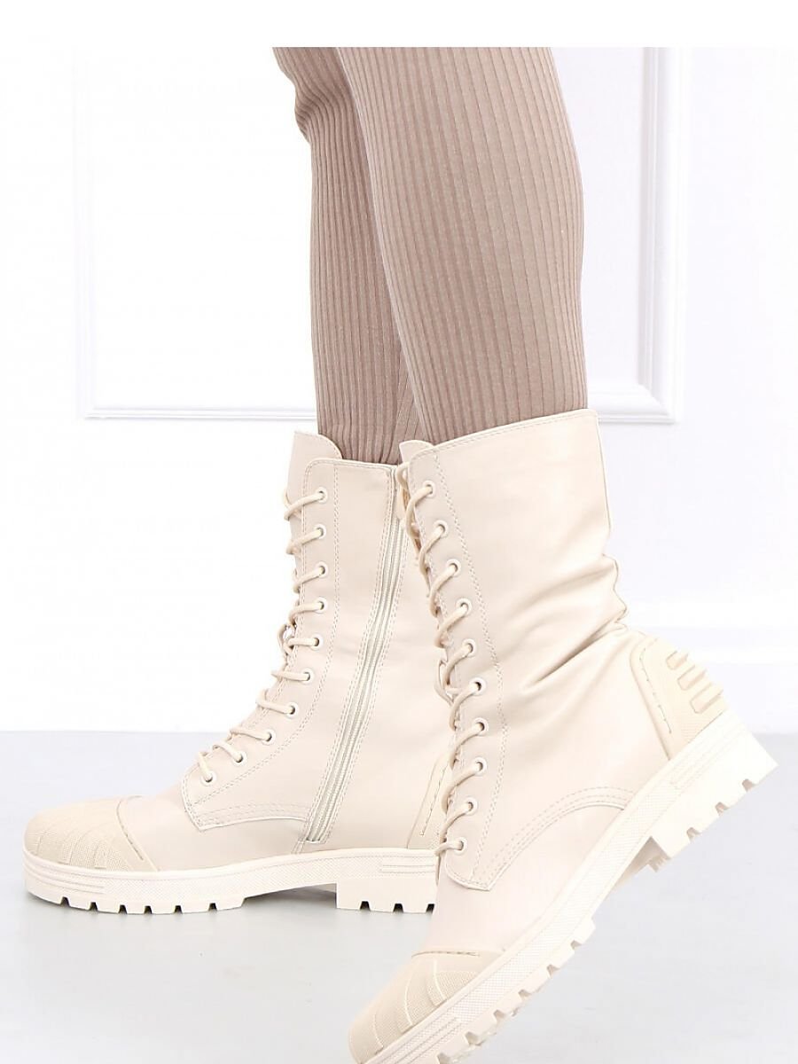 Inello Lace-Up Military Style Women's Boots with Fur Lining