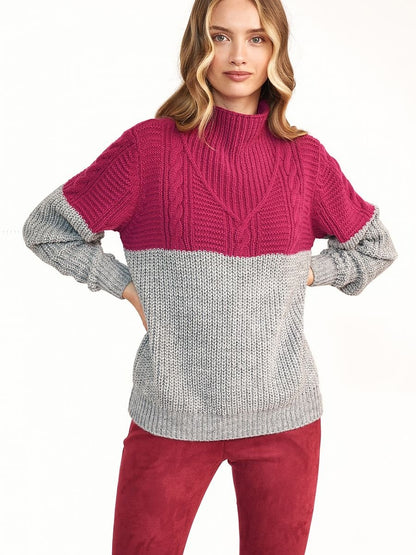 Cozy Silver & Burgundy-Threaded Sweater