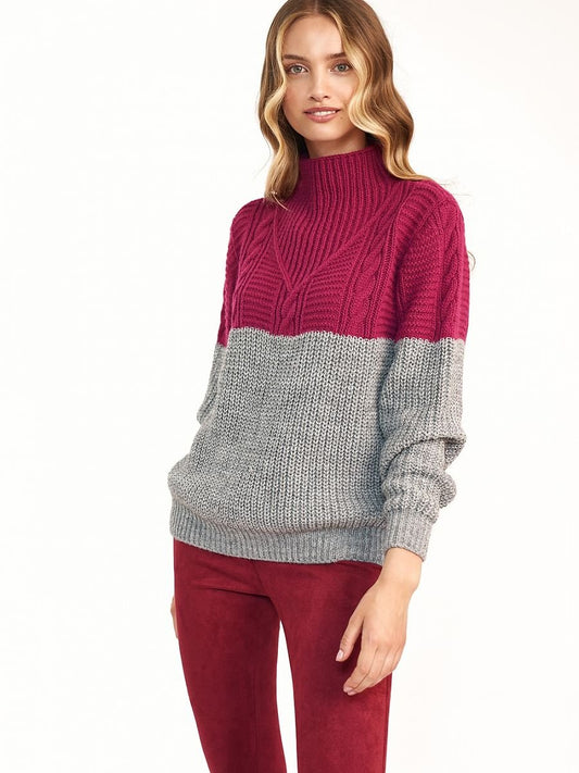 Cozy Silver & Burgundy-Threaded Sweater