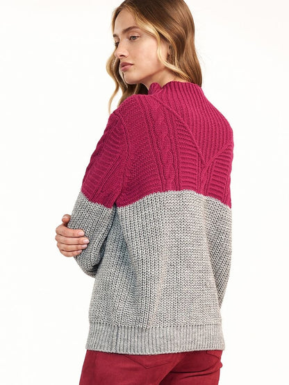 Cozy Silver & Burgundy-Threaded Sweater