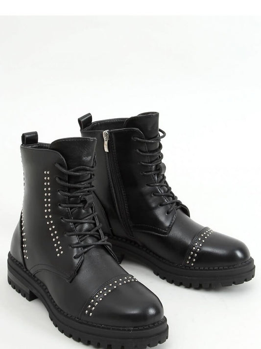 Inello Military Style Studded Women's Boots with Faux Fur Lining