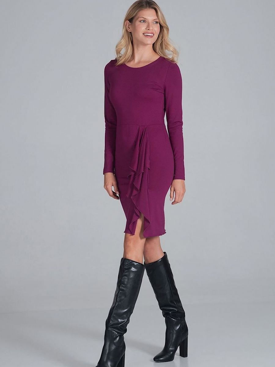 Cocktail Dress by Figl with Long Sleeves and Drapery Detail