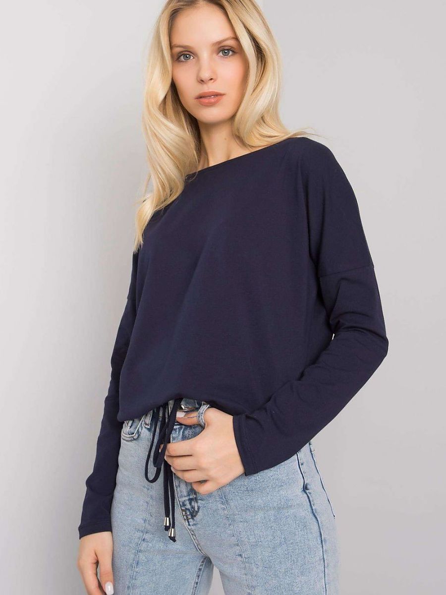 Tie-Bottom Long Sleeve Blouse