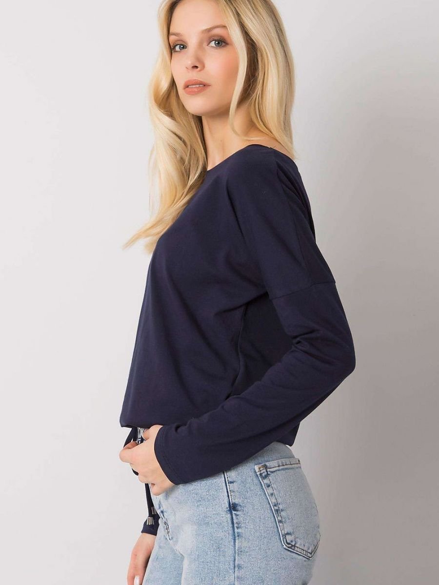 Tie-Bottom Long Sleeve Blouse