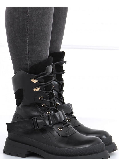 Inello - Women's Lace-Up Military Boots with Thick Sole