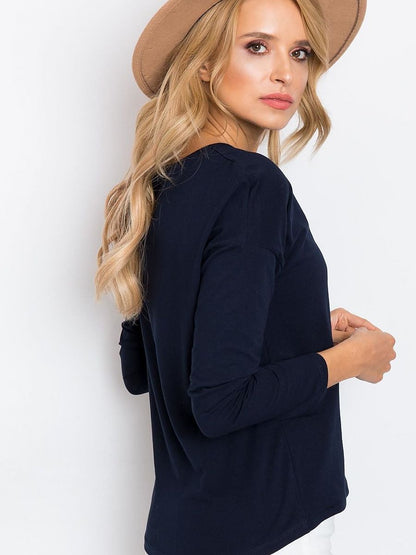 Simple Cut Long Sleeve Blouse