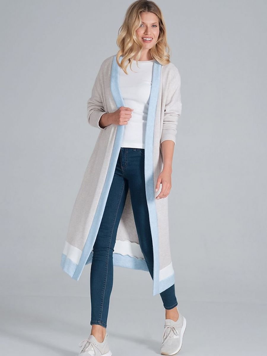 Figl Tri-Colour Long Sleeve Cardigan with Pockets