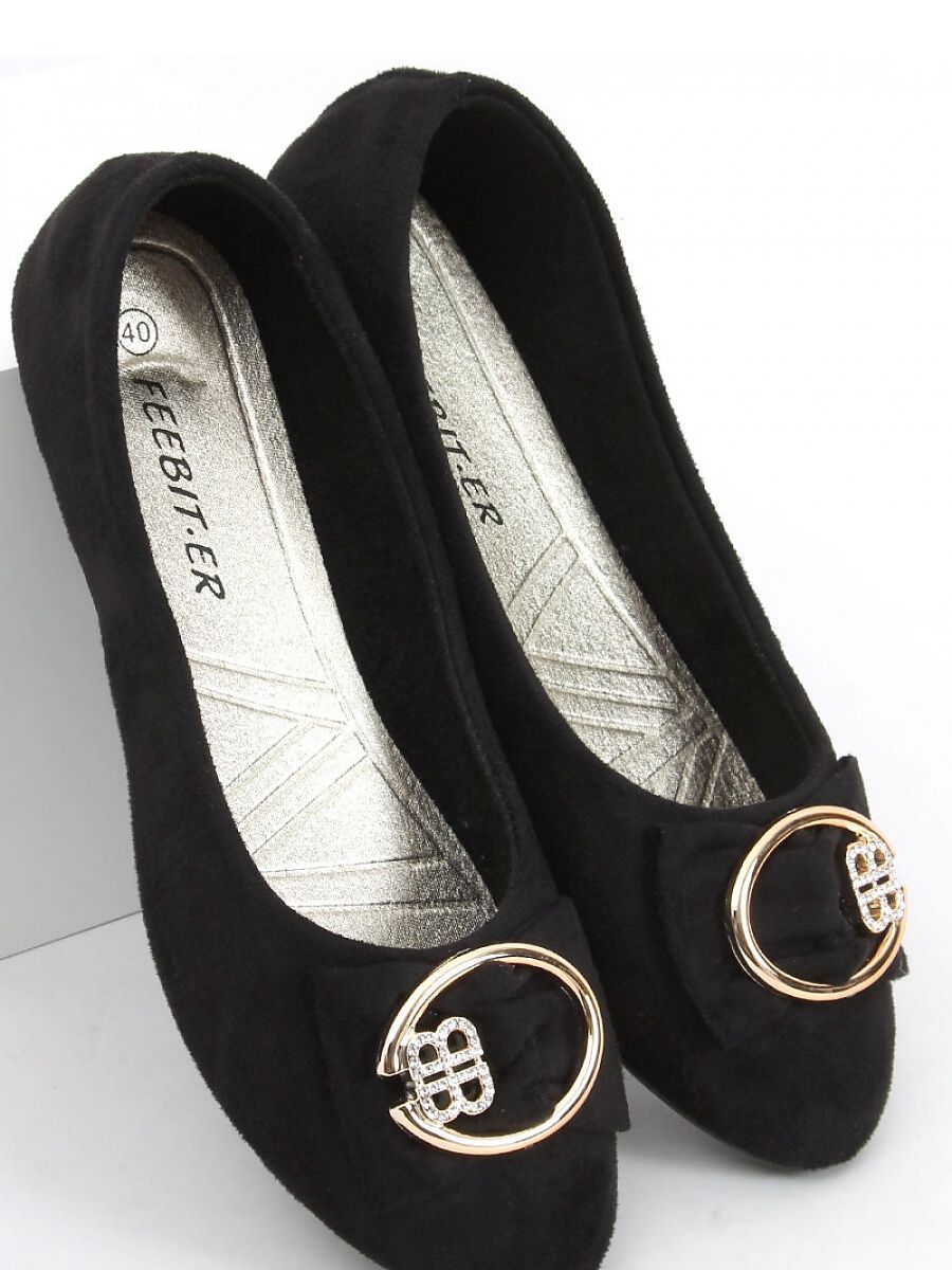 Black Bow-Adorned Ballet Flats by Inello