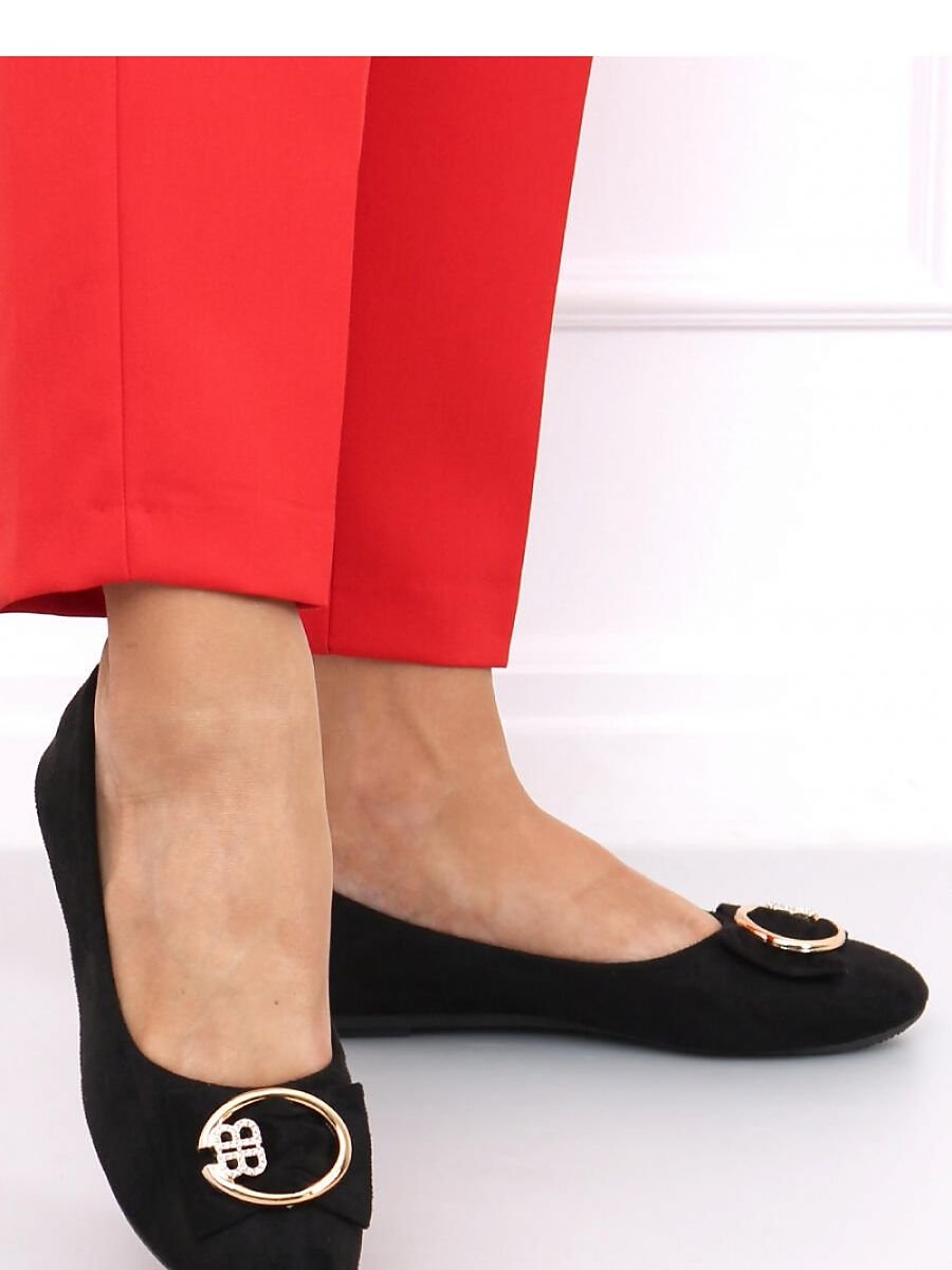 Black Bow-Adorned Ballet Flats by Inello