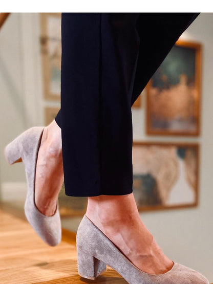 Chic Round-Toe Block Heel Pumps