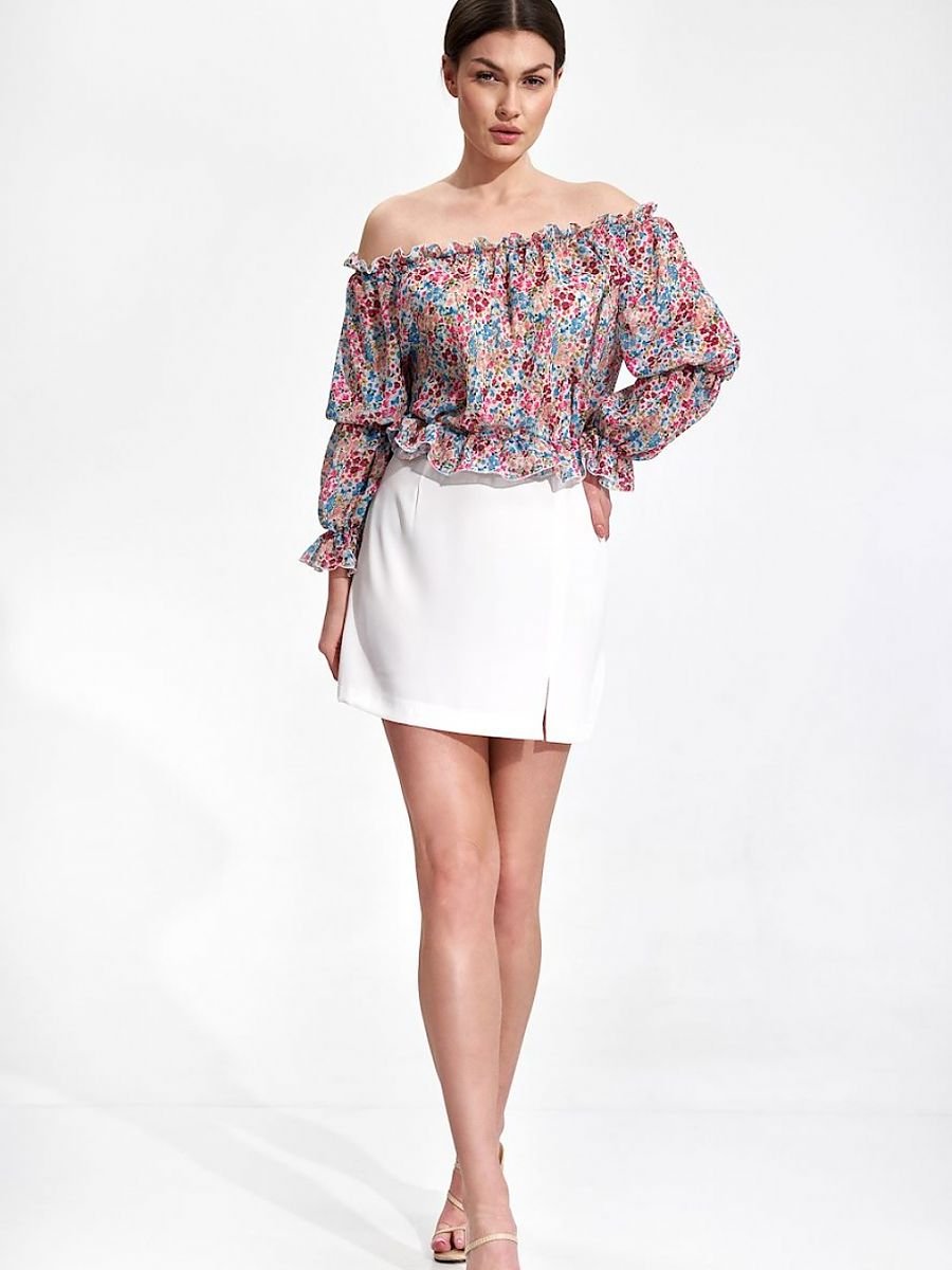 Airy Spanish Long Sleeve Blouse with Elastic Band