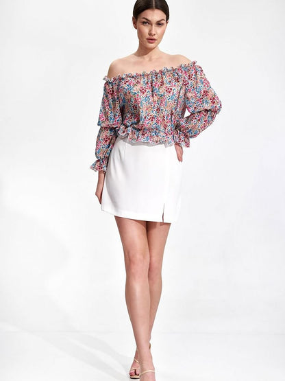 Airy Spanish Long Sleeve Blouse with Elastic Band