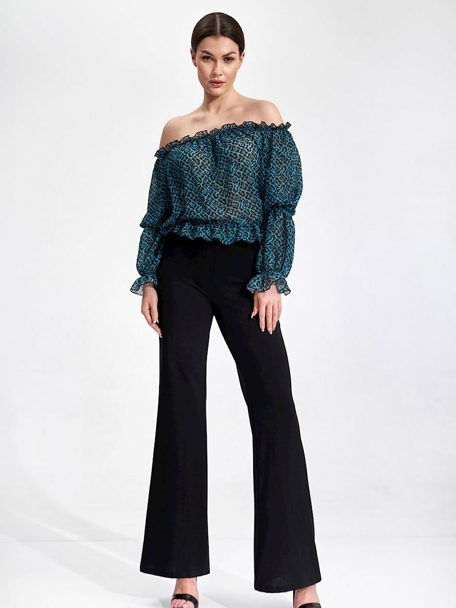 Airy Spanish Long Sleeve Blouse with Elastic Band