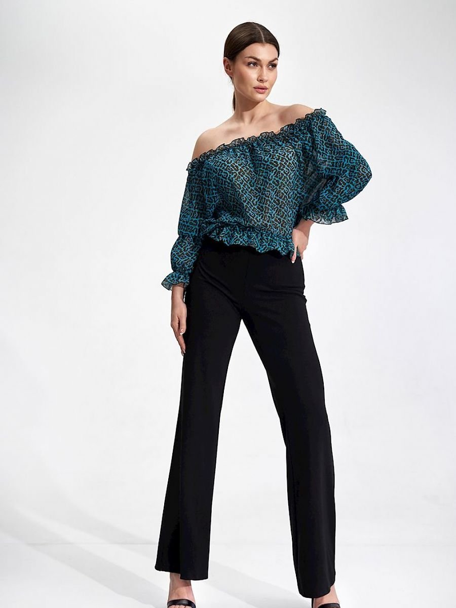 Airy Spanish Long Sleeve Blouse with Elastic Band