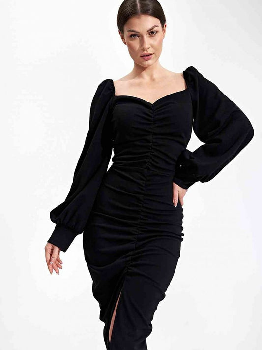 Figl Midi Cocktail Dress with Long Buffet Sleeves