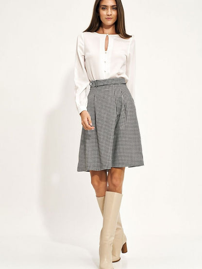 Flared Waist-Belted Skirt