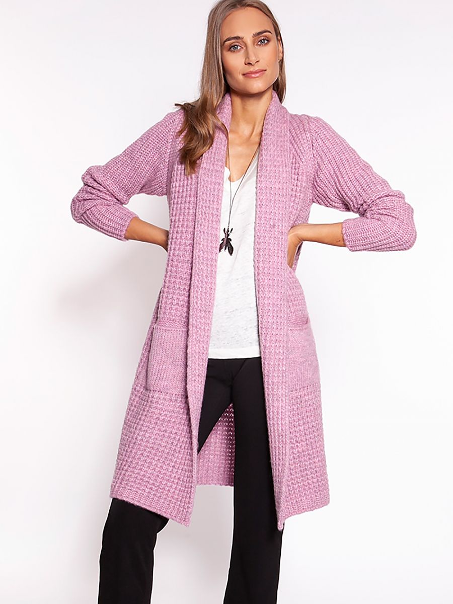 Jumper Coat MKM - Beautiful Waffle Texture Shawl Collar Cardigan