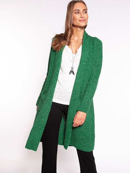 Waffle Textured Cardigan MKM with Shawl Collar