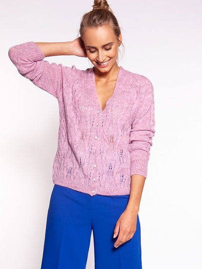 Elegant Openwork Unbuttoned Knitted Cardigan MKM