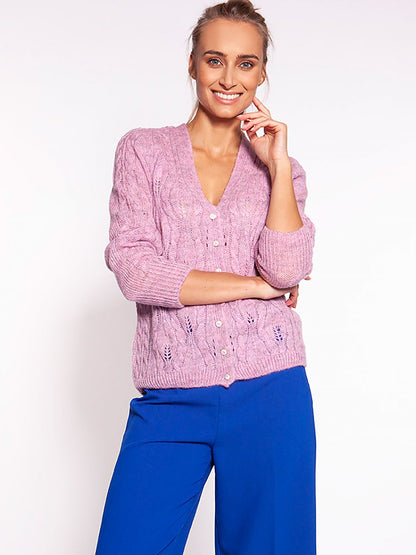 Elegant Openwork Unbuttoned Knitted Cardigan MKM