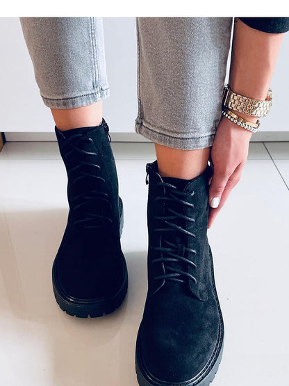 Inello Suede Boots with Zipper and Lace Closure