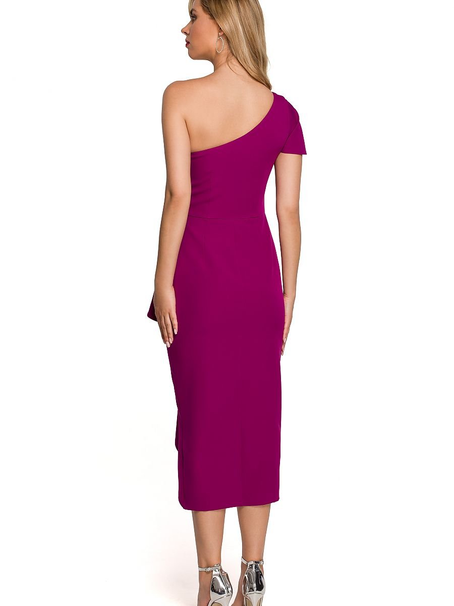 Graceful One-Shoulder Overlapped Cocktail Dress