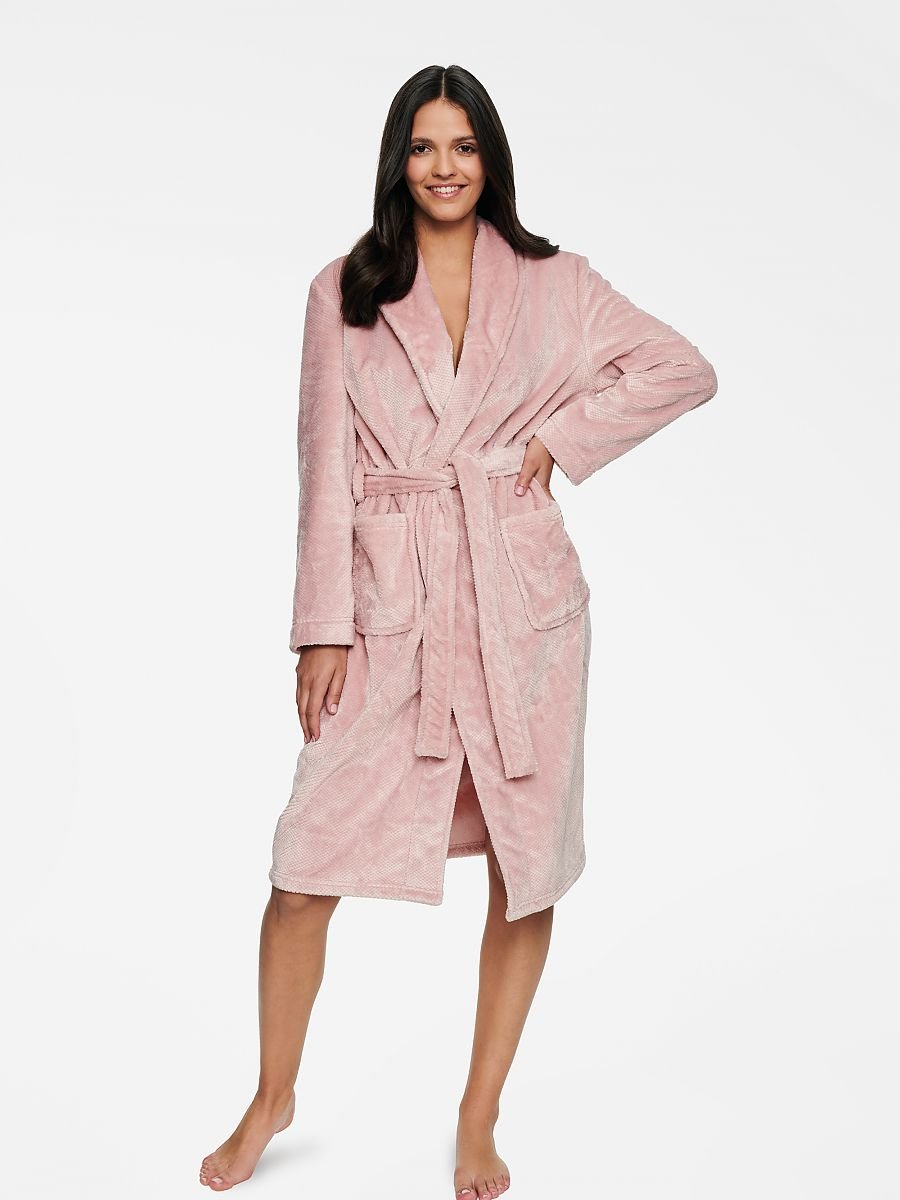 Henderson Geometric Pink Fleece Bathrobe