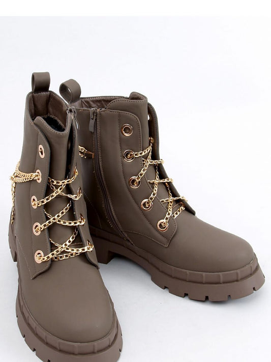 Inello Eco Leather Boots with Gold Chain Detail