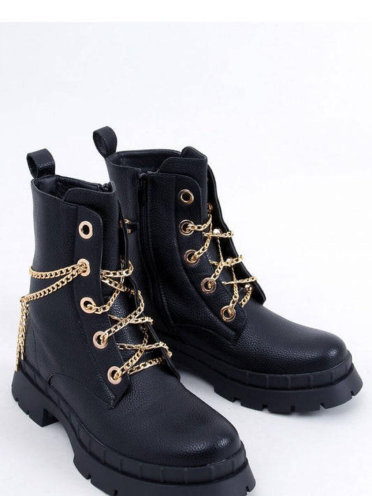 Inello Eco Leather Women's Boots with Gold Chain Detail