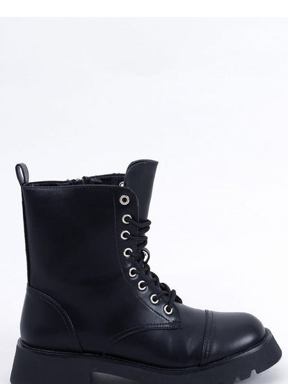 Leather Fur-Lined Military Style Boots by Inello